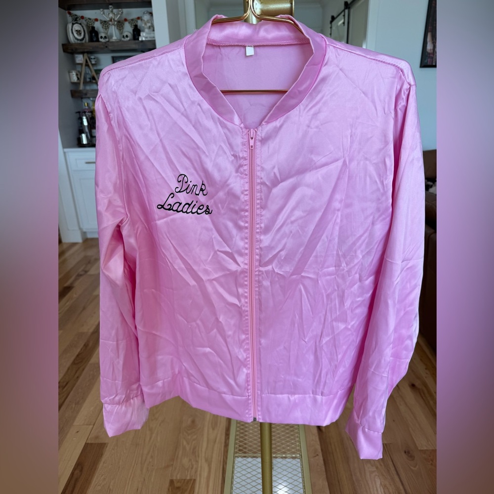 Adult Halloween Costume Pink Ladies Women's Jacket Large - used